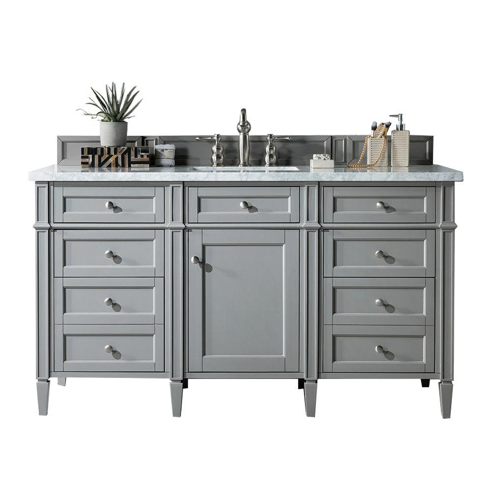 James Martin Vanities Brittany 60" Urban Gray Single Vanity With 3cm Carrara Marble Top