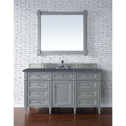 James Martin Vanities Brittany 60" Urban Gray Single Vanity With 3cm Charcoal Soapstone Quartz Top