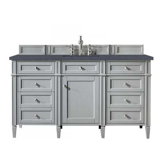 James Martin Vanities Brittany 60" Urban Gray Single Vanity With 3cm Charcoal Soapstone Quartz Top