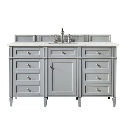 James Martin Vanities Brittany 60" Urban Gray Single Vanity With 3cm Eternal Jasmine Pearl Quartz Top