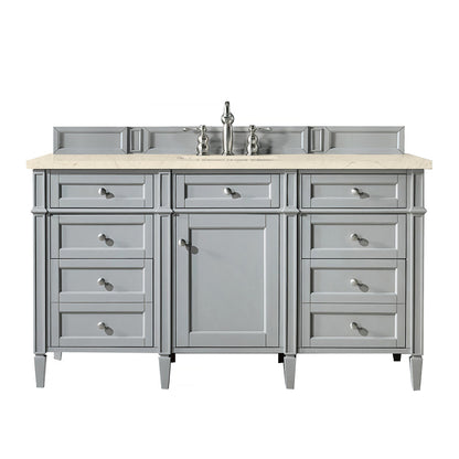 James Martin Vanities Brittany 60" Urban Gray Single Vanity With 3cm Eternal Marfil Quartz Top