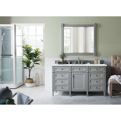 James Martin Vanities Brittany 60" Urban Gray Single Vanity With 3cm Ethereal Noctis Quartz Top