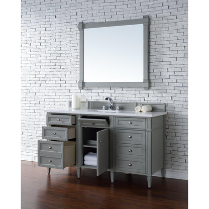 James Martin Vanities Brittany 60" Urban Gray Single Vanity With 3cm White Zeus Quartz Top