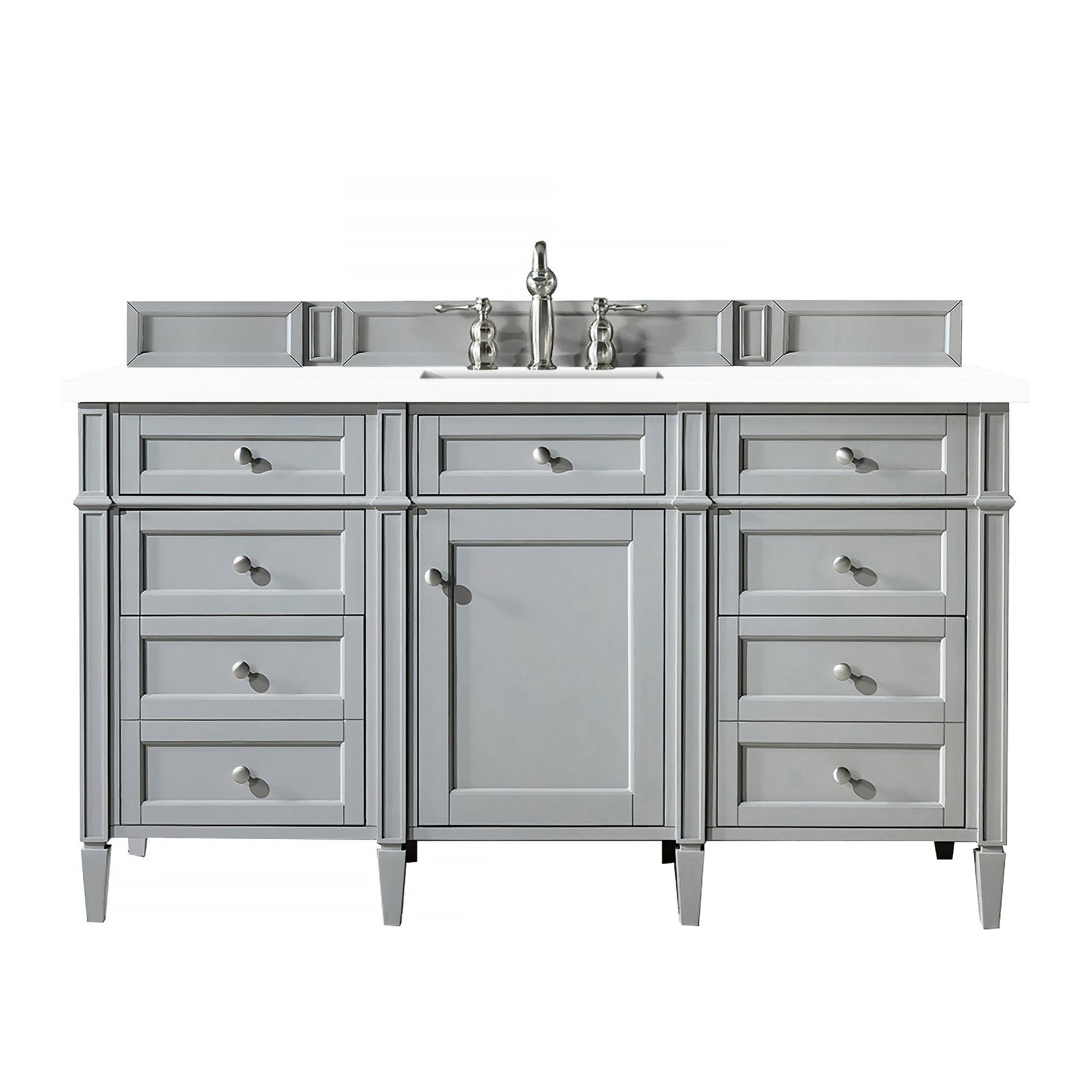 James Martin Vanities Brittany 60" Urban Gray Single Vanity With 3cm White Zeus Quartz Top