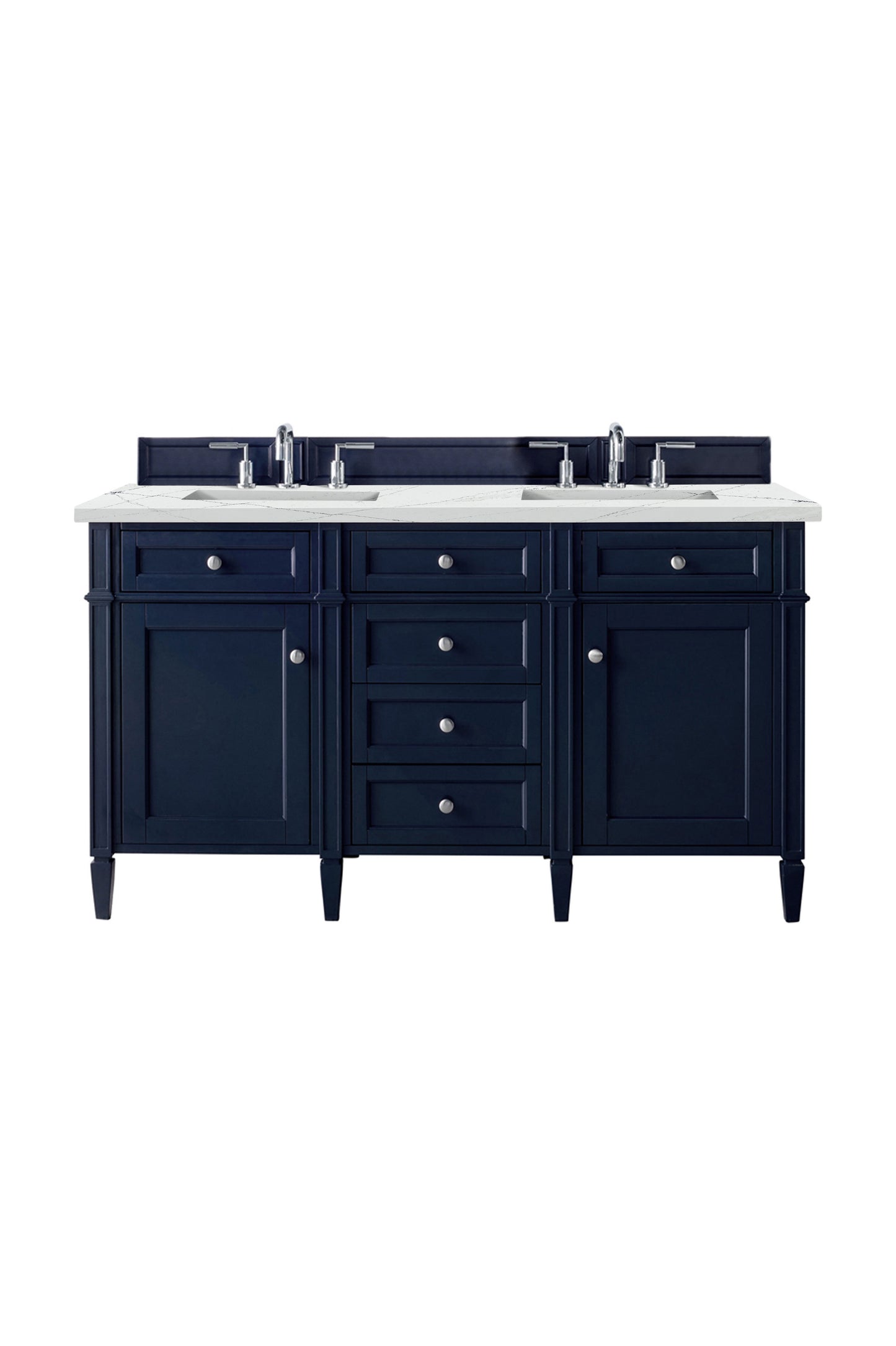 James Martin Vanities Brittany 60" Victory Blue Double Vanity With 3 cm Ethereal Noctis Silestone Top and FreePower Wireless Charger
