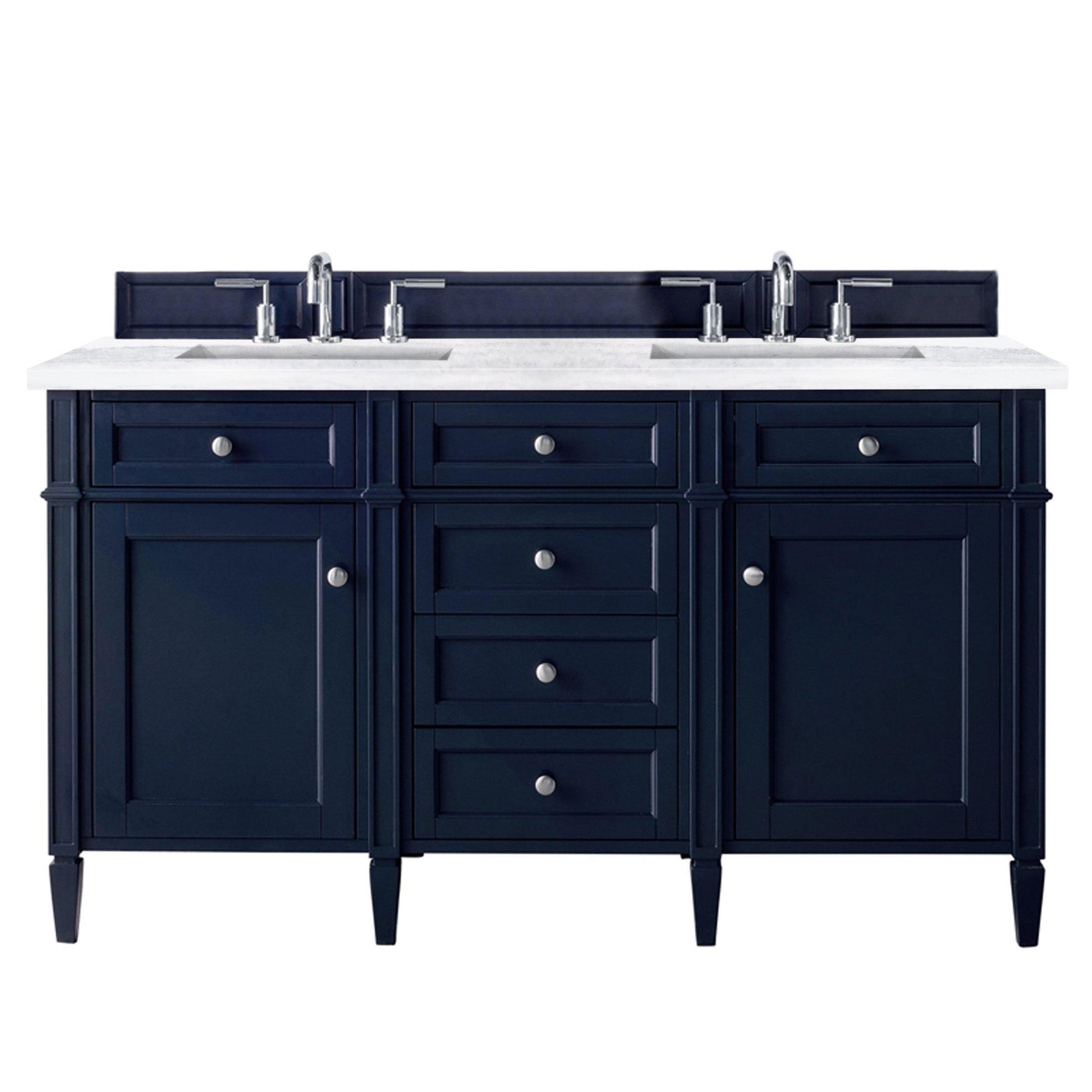 James Martin Vanities Brittany 60" Victory Blue Double Vanity With 3cm Arctic Fall Solid Surface Top