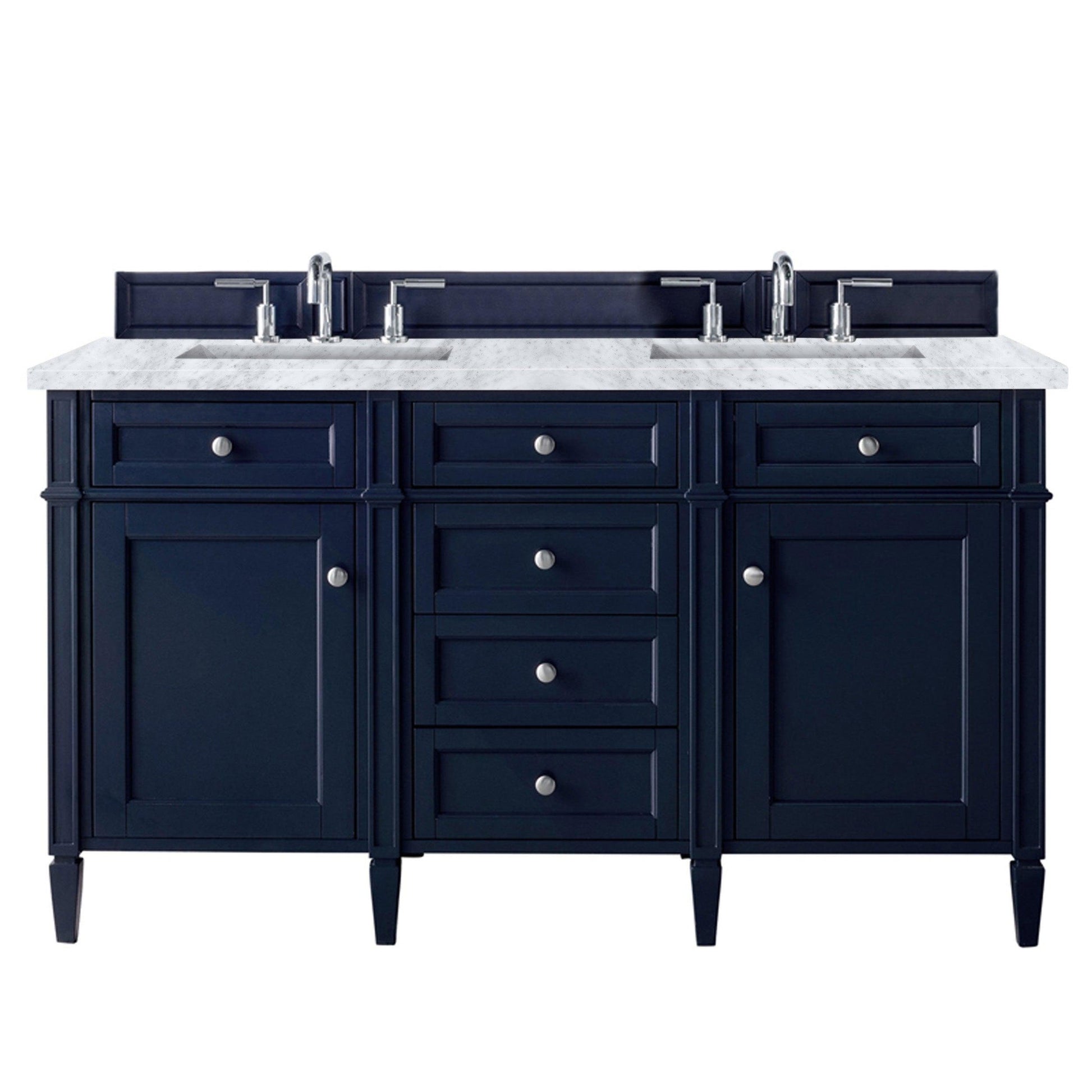 James Martin Vanities Brittany 60" Victory Blue Double Vanity With 3cm Carrara Marble Top