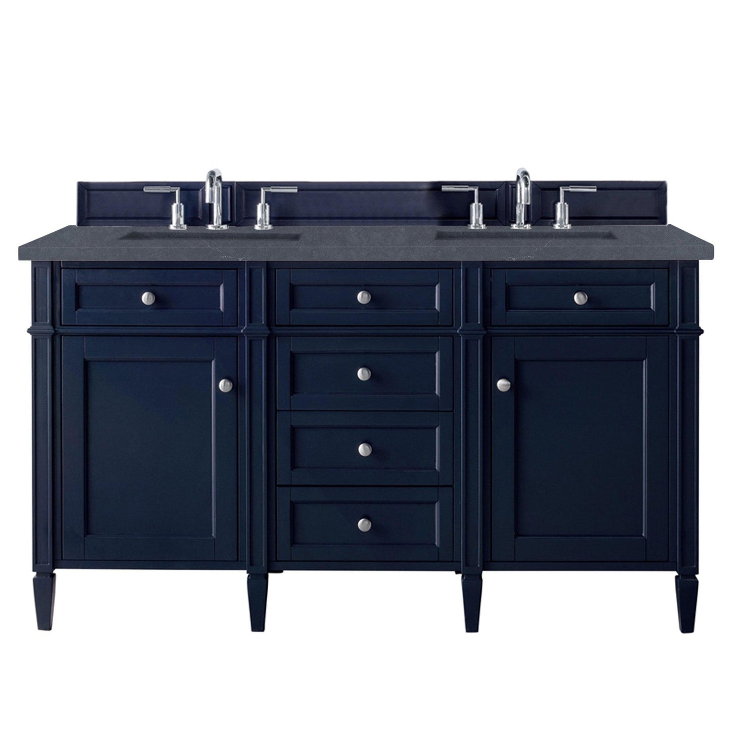 James Martin Vanities Brittany 60" Victory Blue Double Vanity With 3cm Charcoal Soapstone Quartz Top
