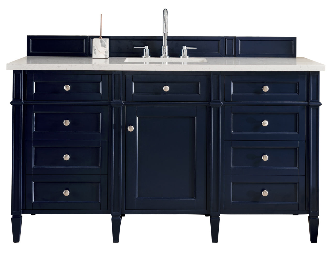 James Martin Vanities Brittany 60" Victory Blue Single Vanity With 3 cm Eternal Jasmine Pearl Silestone Top and FreePower Wireless Charger