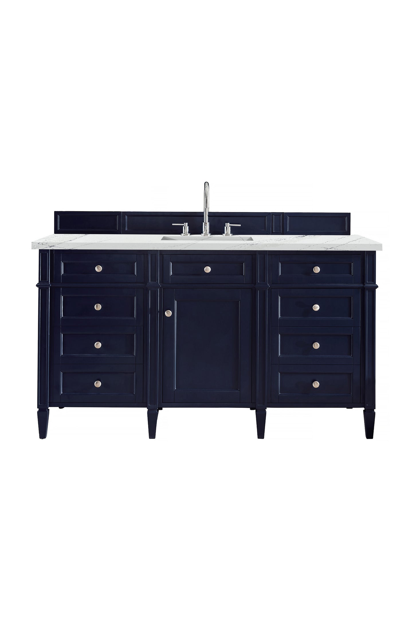 James Martin Vanities Brittany 60" Victory Blue Single Vanity With 3 cm Ethereal Noctis Silestone Top and FreePower Wireless Charger