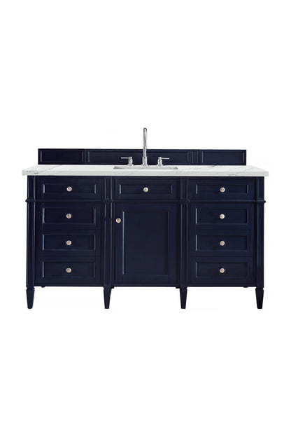 James Martin Vanities Brittany 60" Victory Blue Single Vanity With 3 cm Ethereal Noctis Silestone Top and FreePower Wireless Charger