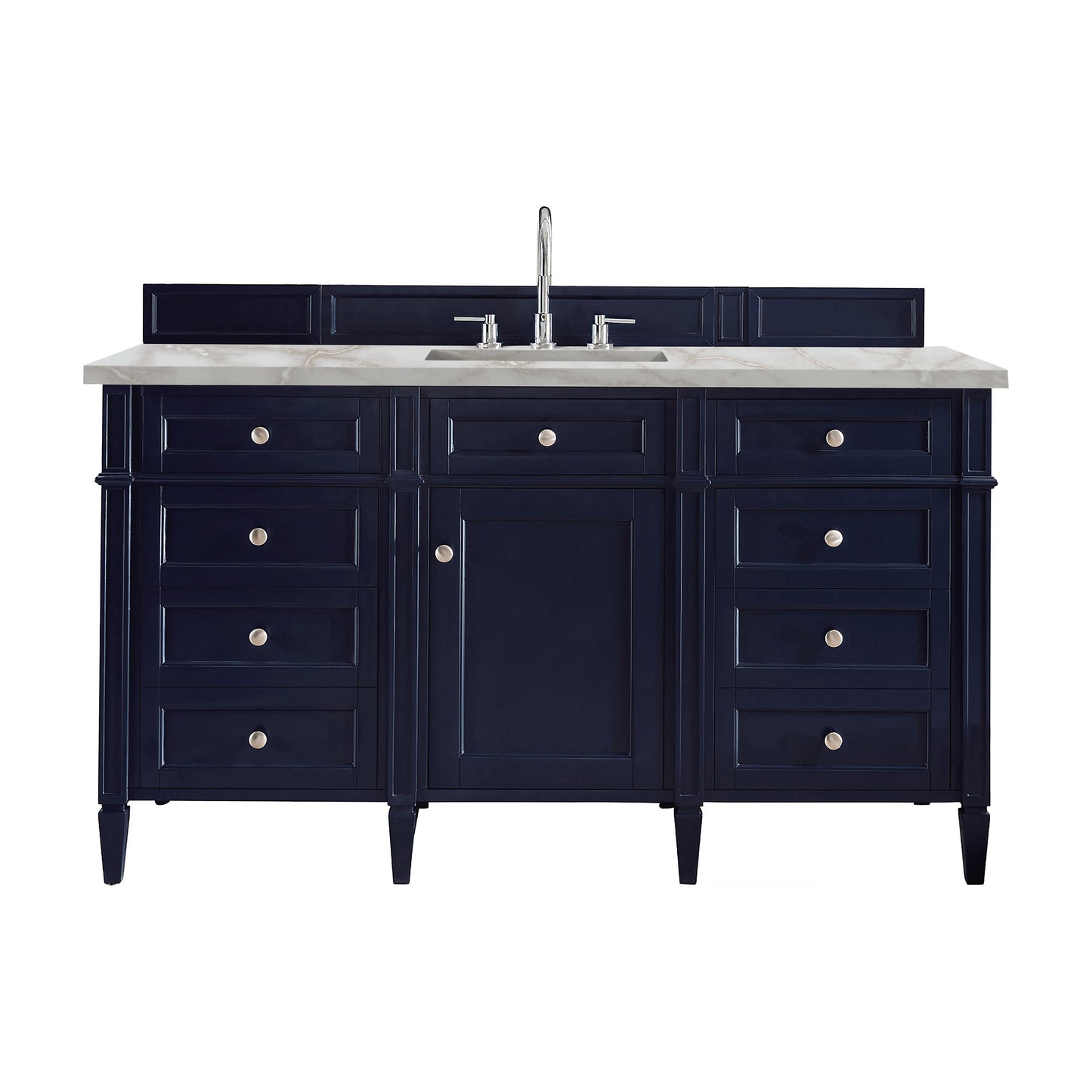 James Martin Vanities Brittany 60" Victory Blue Single Vanity With 3 cm Victorian Silver Silestone Top and FreePower Wireless Charger