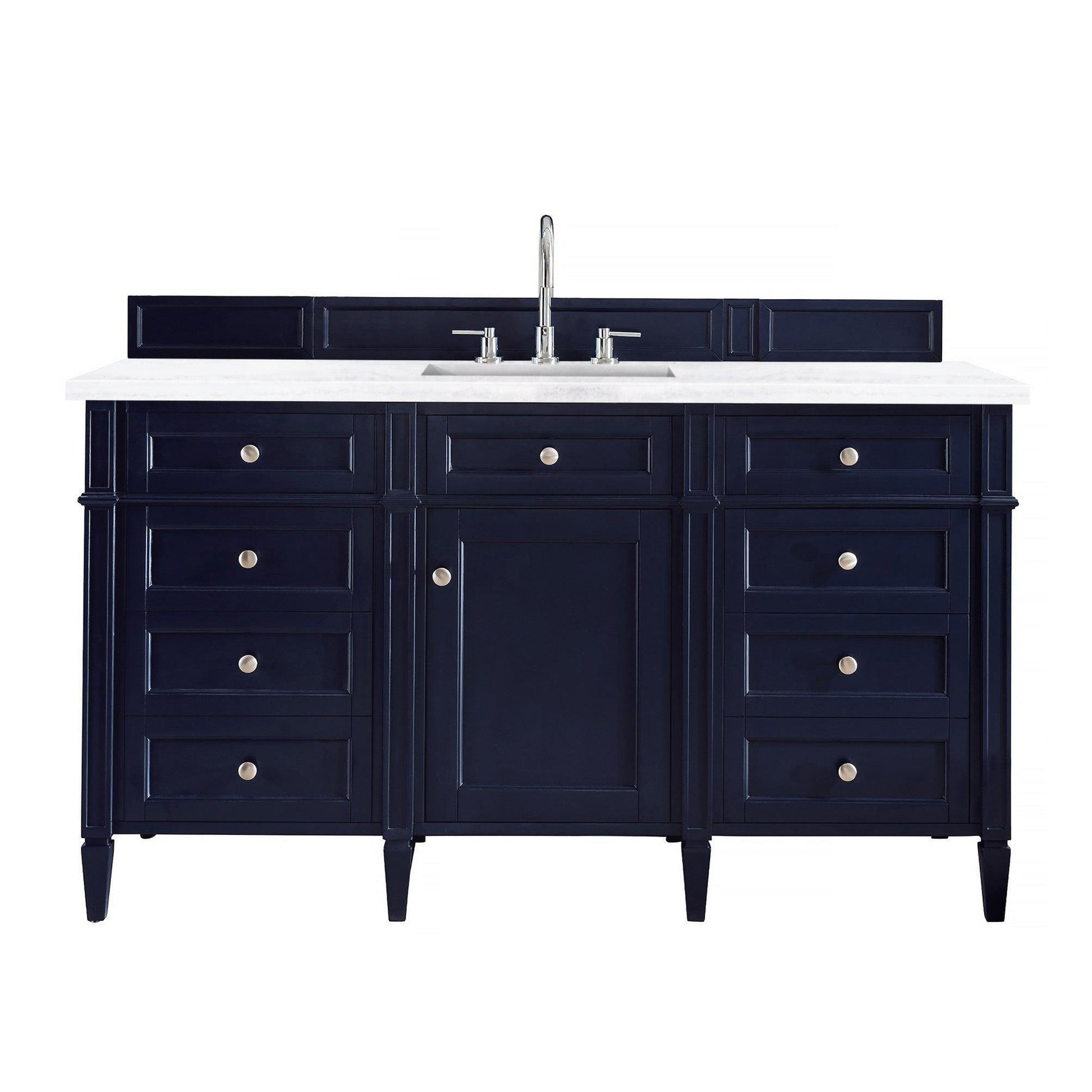 James Martin Vanities Brittany 60" Victory Blue Single Vanity With 3cm Arctic Fall Solid Surface Top
