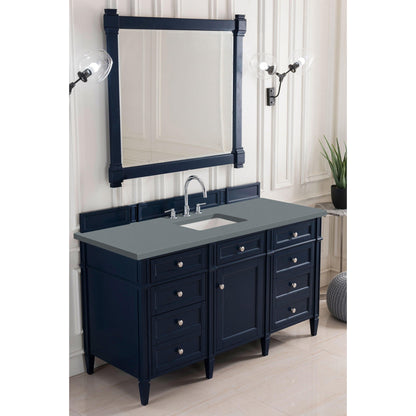 James Martin Vanities Brittany 60" Victory Blue Single Vanity With 3cm Cala Blue Quartz Top