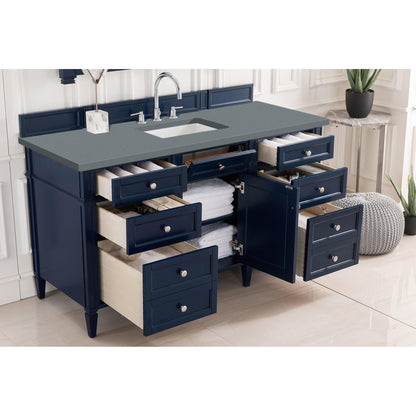 James Martin Vanities Brittany 60" Victory Blue Single Vanity With 3cm Cala Blue Quartz Top