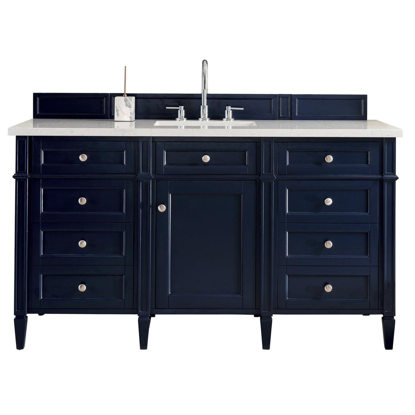 James Martin Vanities Brittany 60" Victory Blue Single Vanity With 3cm Carrara Marble Top