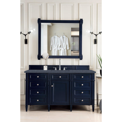 James Martin Vanities Brittany 60" Victory Blue Single Vanity With 3cm Charcoal Soapstone Quartz Top