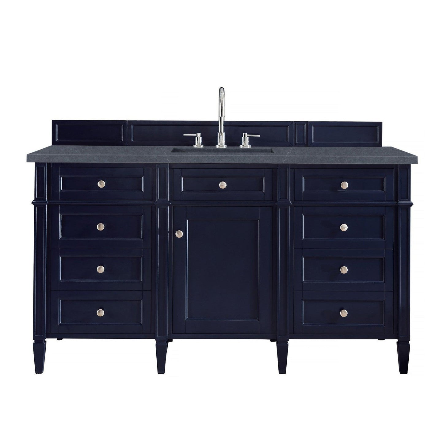 James Martin Vanities Brittany 60" Victory Blue Single Vanity With 3cm Charcoal Soapstone Quartz Top