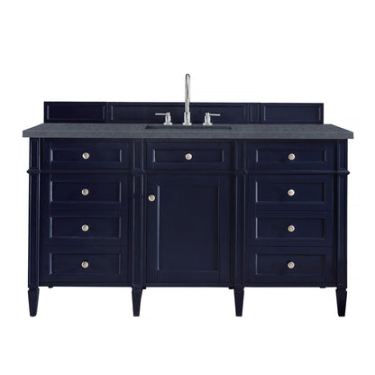 James Martin Vanities Brittany 60" Victory Blue Single Vanity With 3cm Charcoal Soapstone Quartz Top