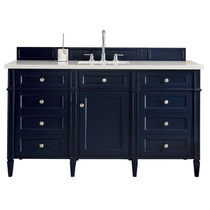 James Martin Vanities Brittany 60" Victory Blue Single Vanity With 3cm Eternal Jasmine Pearl Quartz Top