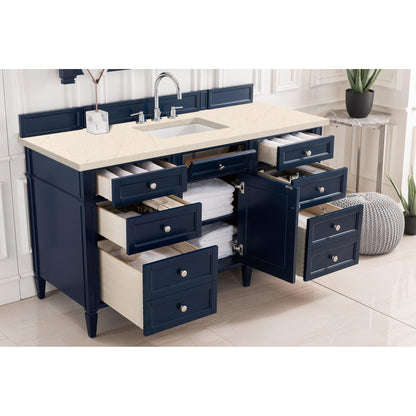 James Martin Vanities Brittany 60" Victory Blue Single Vanity With 3cm Eternal Marfil Quartz Top