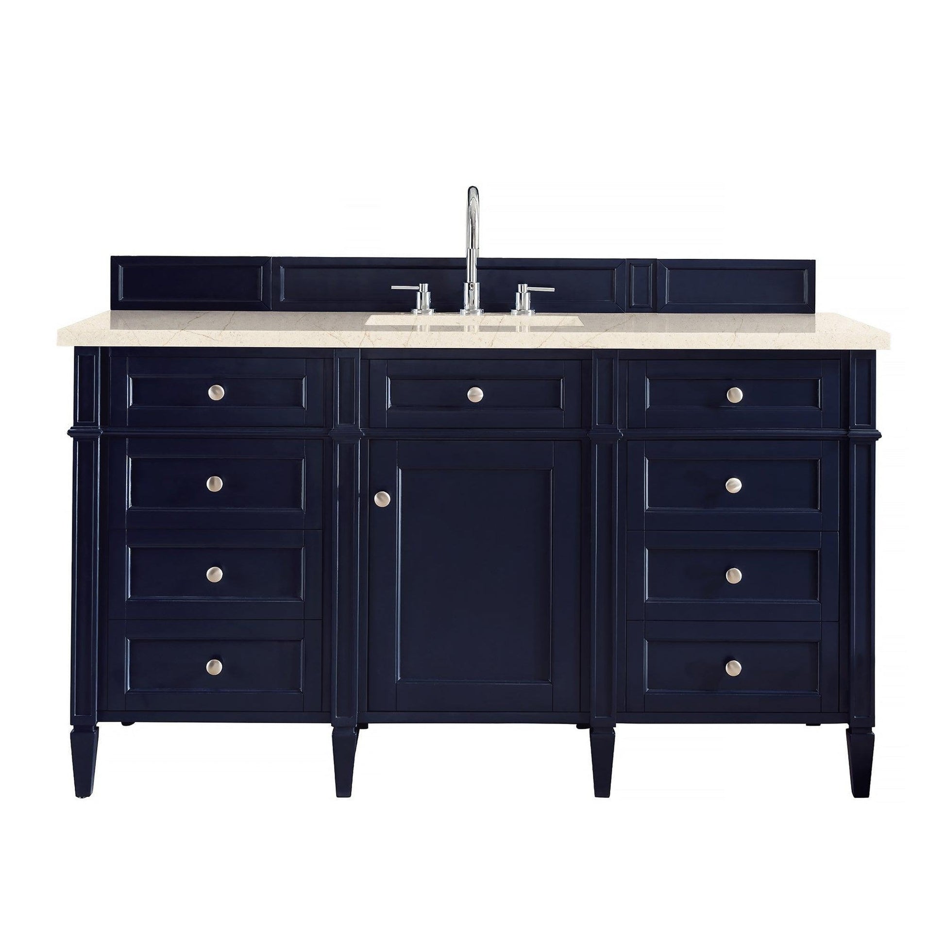 James Martin Vanities Brittany 60" Victory Blue Single Vanity With 3cm Eternal Marfil Quartz Top