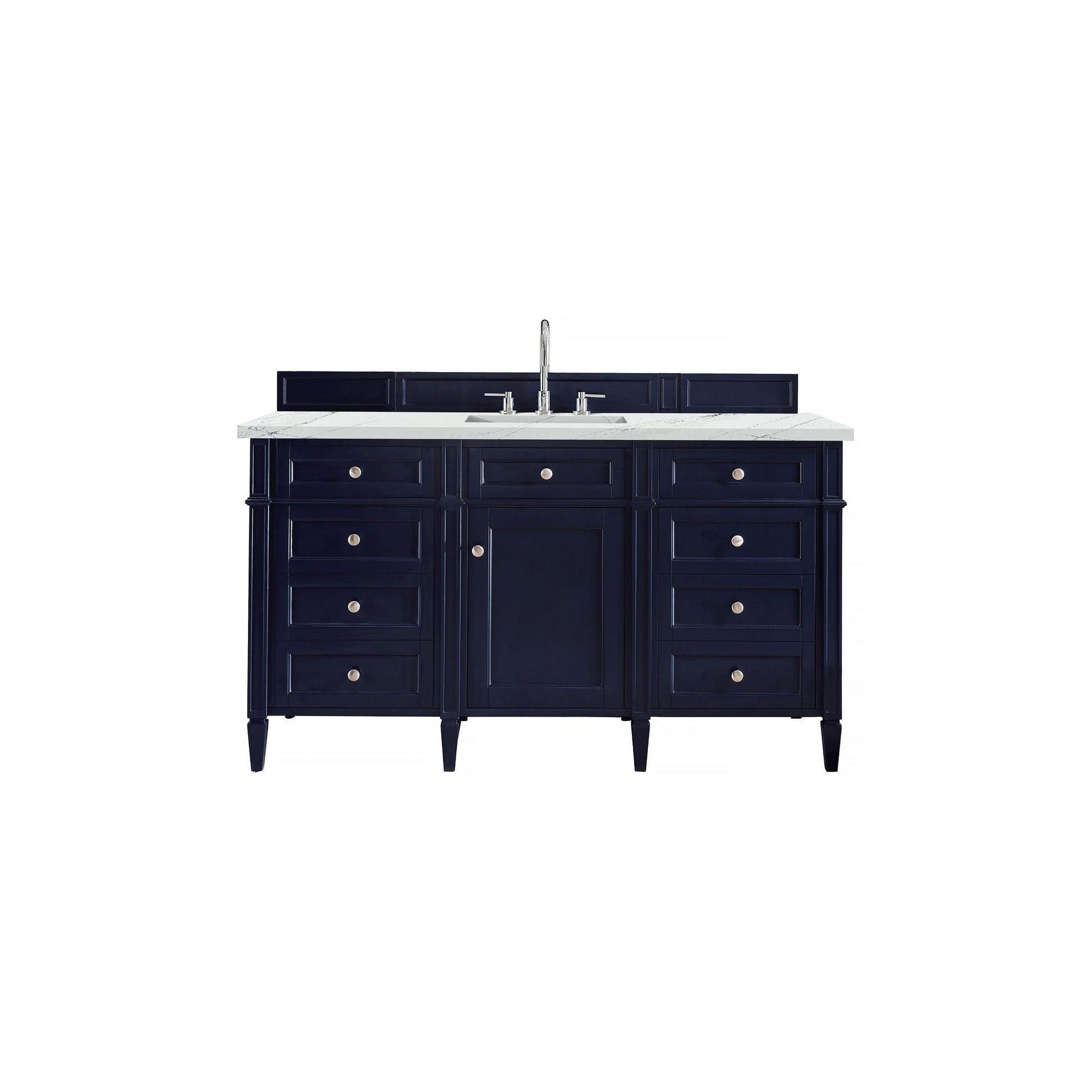 James Martin Vanities Brittany 60" Victory Blue Single Vanity With 3cm Ethereal Noctis Quartz Top