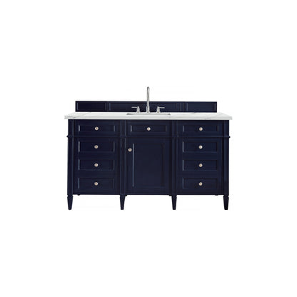 James Martin Vanities Brittany 60" Victory Blue Single Vanity With 3cm Ethereal Noctis Quartz Top