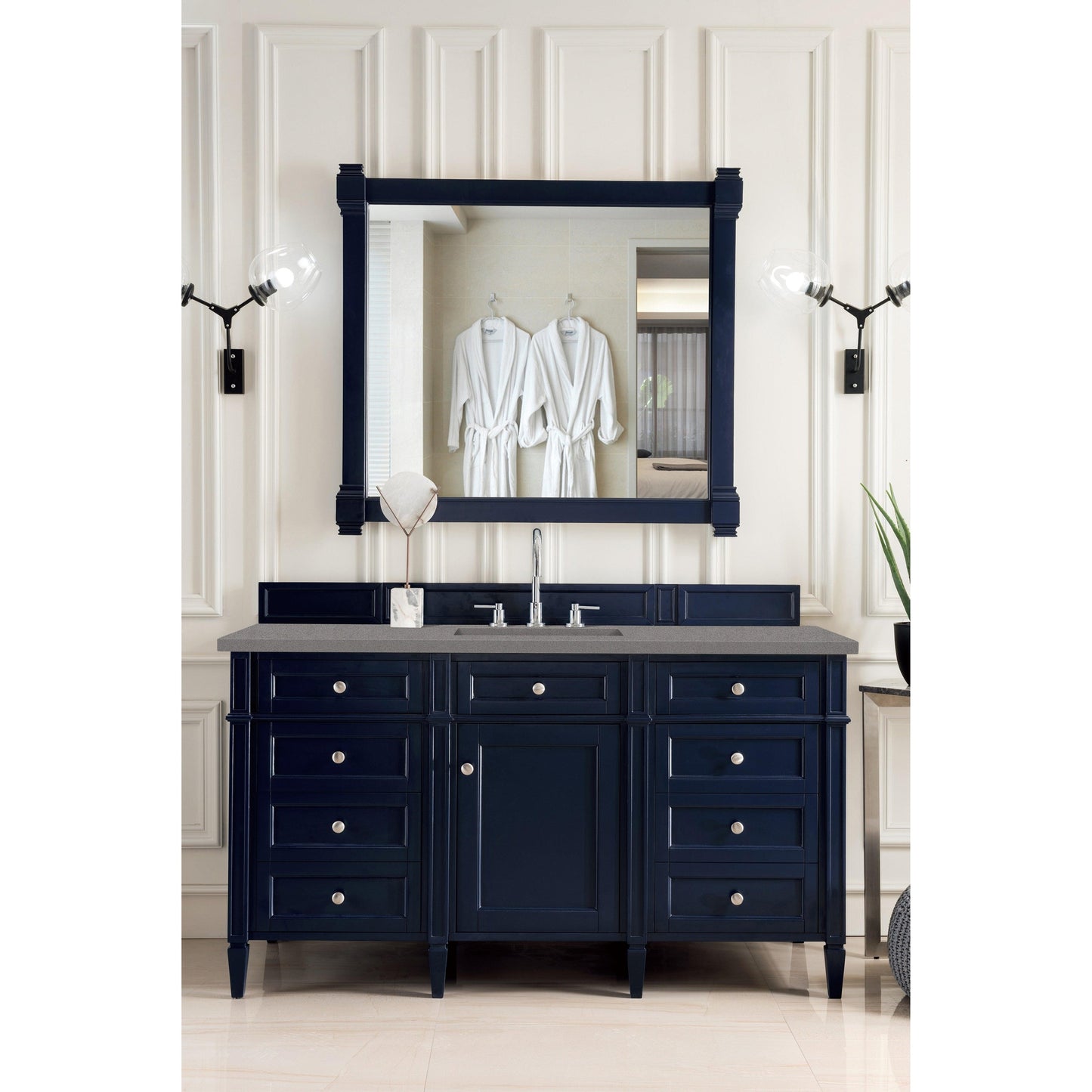 James Martin Vanities Brittany 60" Victory Blue Single Vanity With 3cm Grey Expo Quartz Top