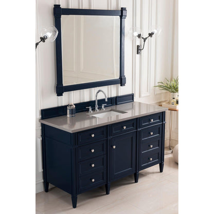 James Martin Vanities Brittany 60" Victory Blue Single Vanity With 3cm Grey Expo Quartz Top