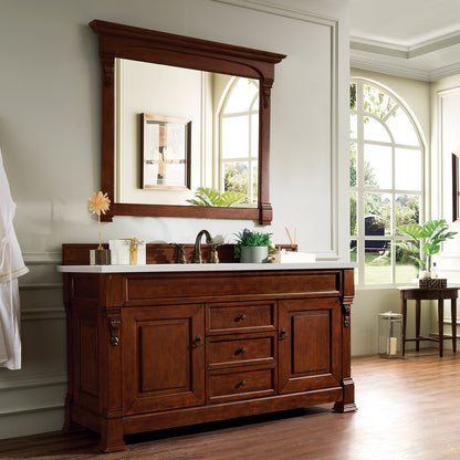 James Martin Vanities Brittany 60" Warm Cherry Single Vanity With 3 cm Lime Delight Quartz Top