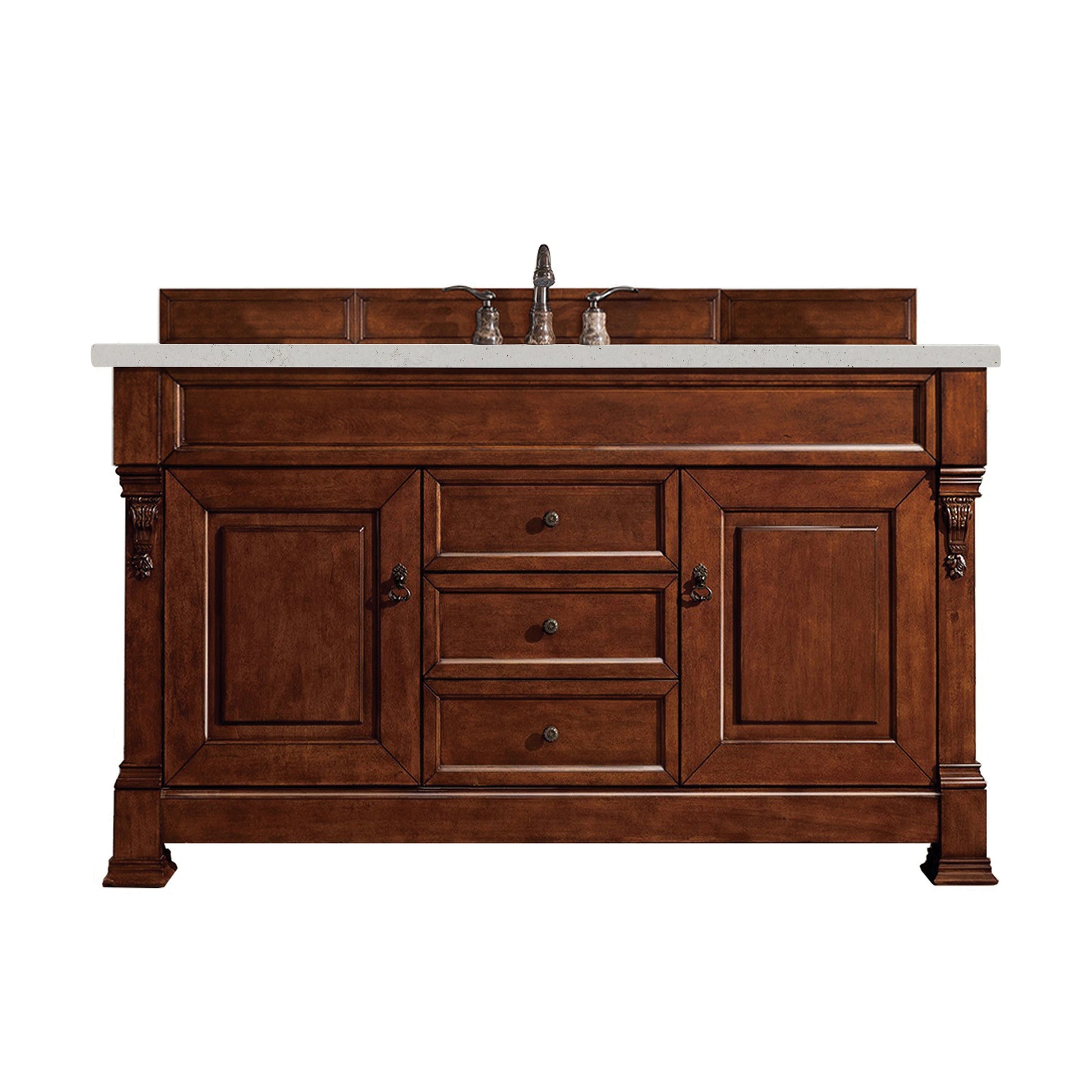 James Martin Vanities Brittany 60" Warm Cherry Single Vanity With 3 cm Lime Delight Quartz Top