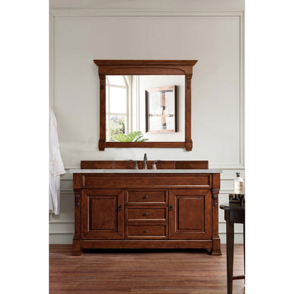 James Martin Vanities Brittany 60" Warm Cherry Single Vanity With 3 cm Victorian Silver Quartz Top