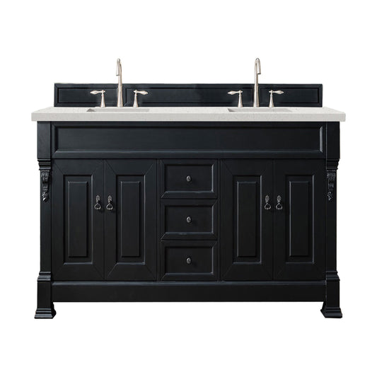 James Martin Vanities Brittany 72" Antique Black Double Vanity With 3 cm Lime Delight Quartz Top