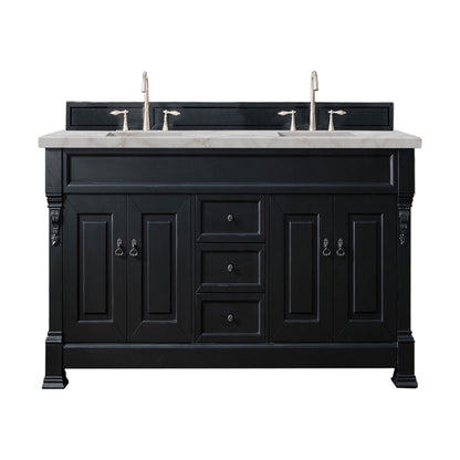 James Martin Vanities Brittany 72" Antique Black Double Vanity With 3 cm Victorian Silver Quartz Top