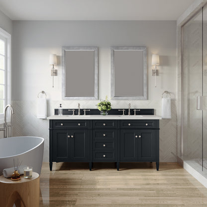 James Martin Vanities Brittany 72" Black Onyx Double Vanity With 3 cm Lime Delight Quartz Top