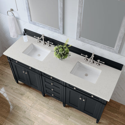 James Martin Vanities Brittany 72" Black Onyx Double Vanity With 3 cm Lime Delight Quartz Top