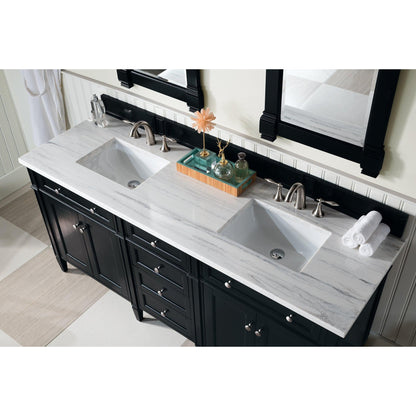 James Martin Vanities Brittany 72" Black Onyx Double Vanity With 3cm Arctic Fall Solid Surface Top