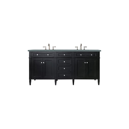 James Martin Vanities Brittany 72" Black Onyx Double Vanity With 3cm Cala Blue Quartz Top