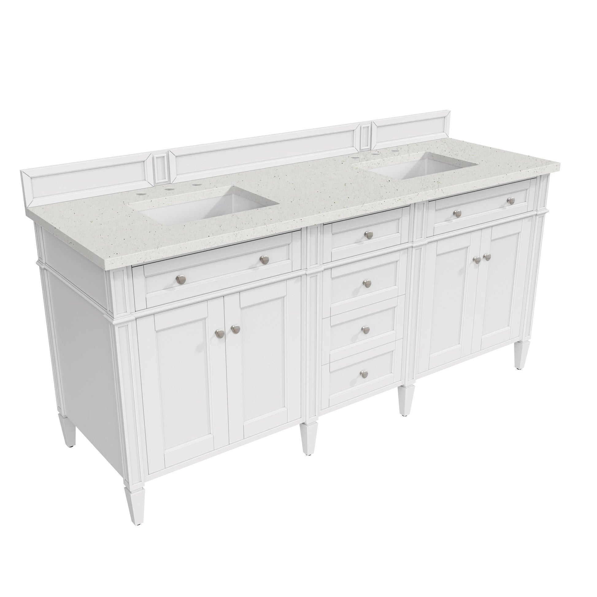 James Martin Vanities Brittany 72" Bright White Double Vanity With 3 cm Lime Delight Quartz Top