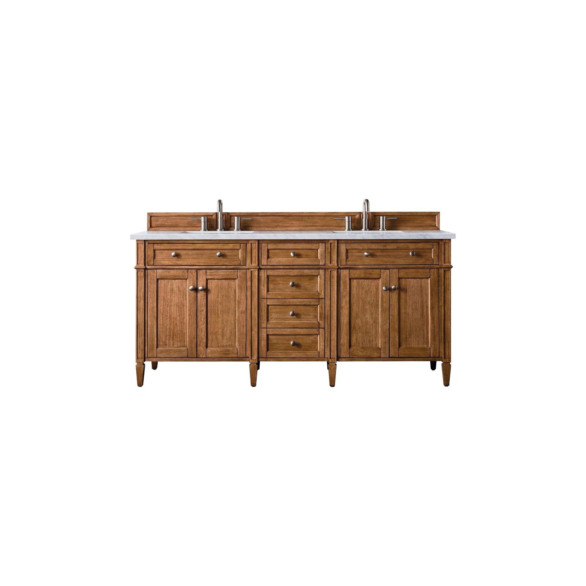 James Martin Vanities Brittany 72" Saddle Brown Double Vanity With 3cm Arctic Fall Solid Surface Top