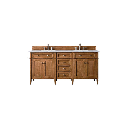 James Martin Vanities Brittany 72" Saddle Brown Double Vanity With 3cm Arctic Fall Solid Surface Top