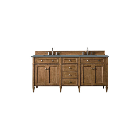 James Martin Vanities Brittany 72" Saddle Brown Double Vanity With 3cm Cala Blue Quartz Top