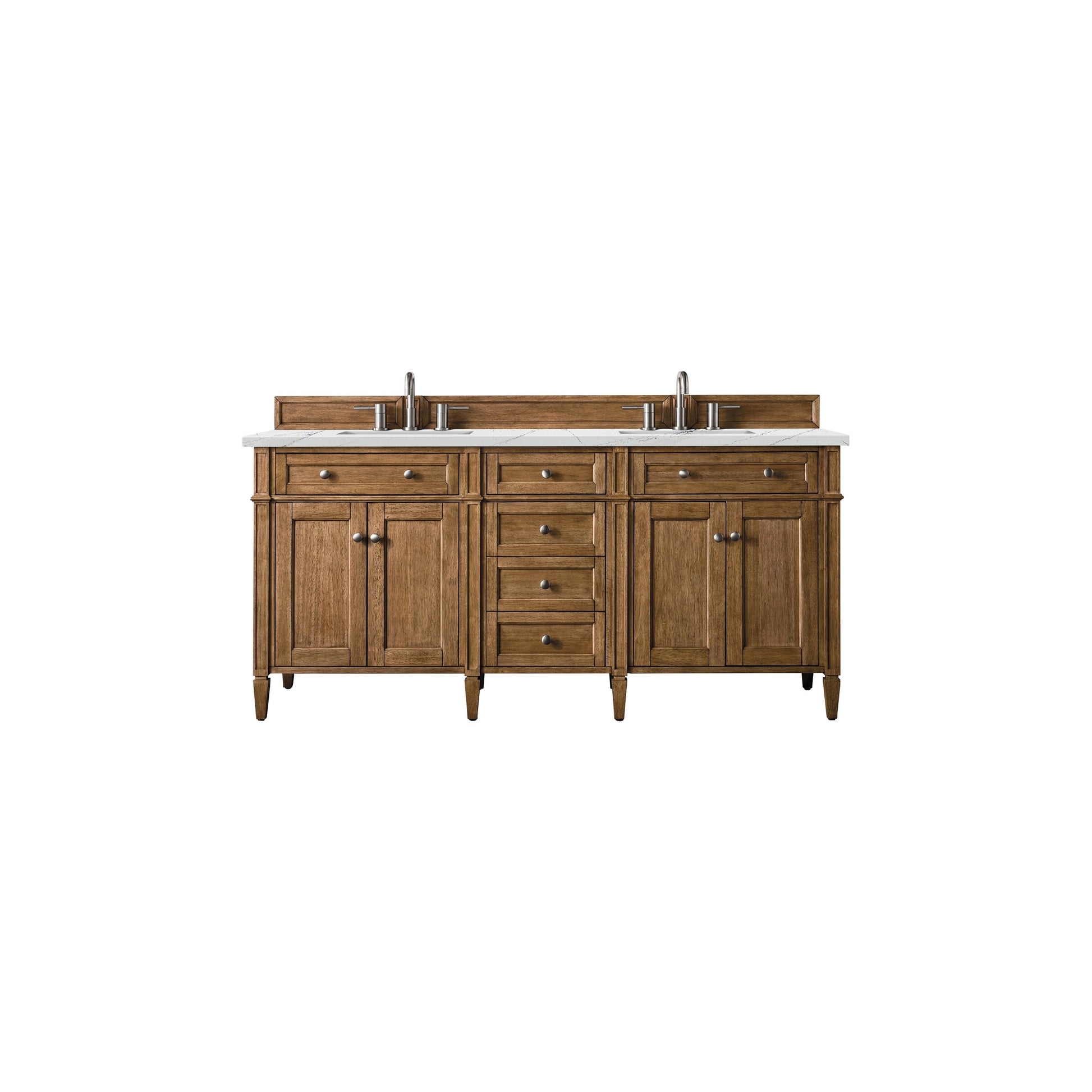 James Martin Vanities Brittany 72" Saddle Brown Double Vanity With 3cm Ethereal Noctis Quartz Top