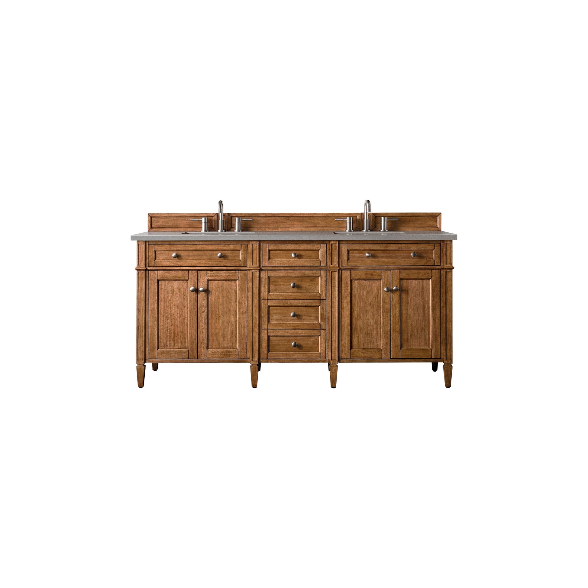 James Martin Vanities Brittany 72" Saddle Brown Double Vanity With 3cm Grey Expo Quartz Top