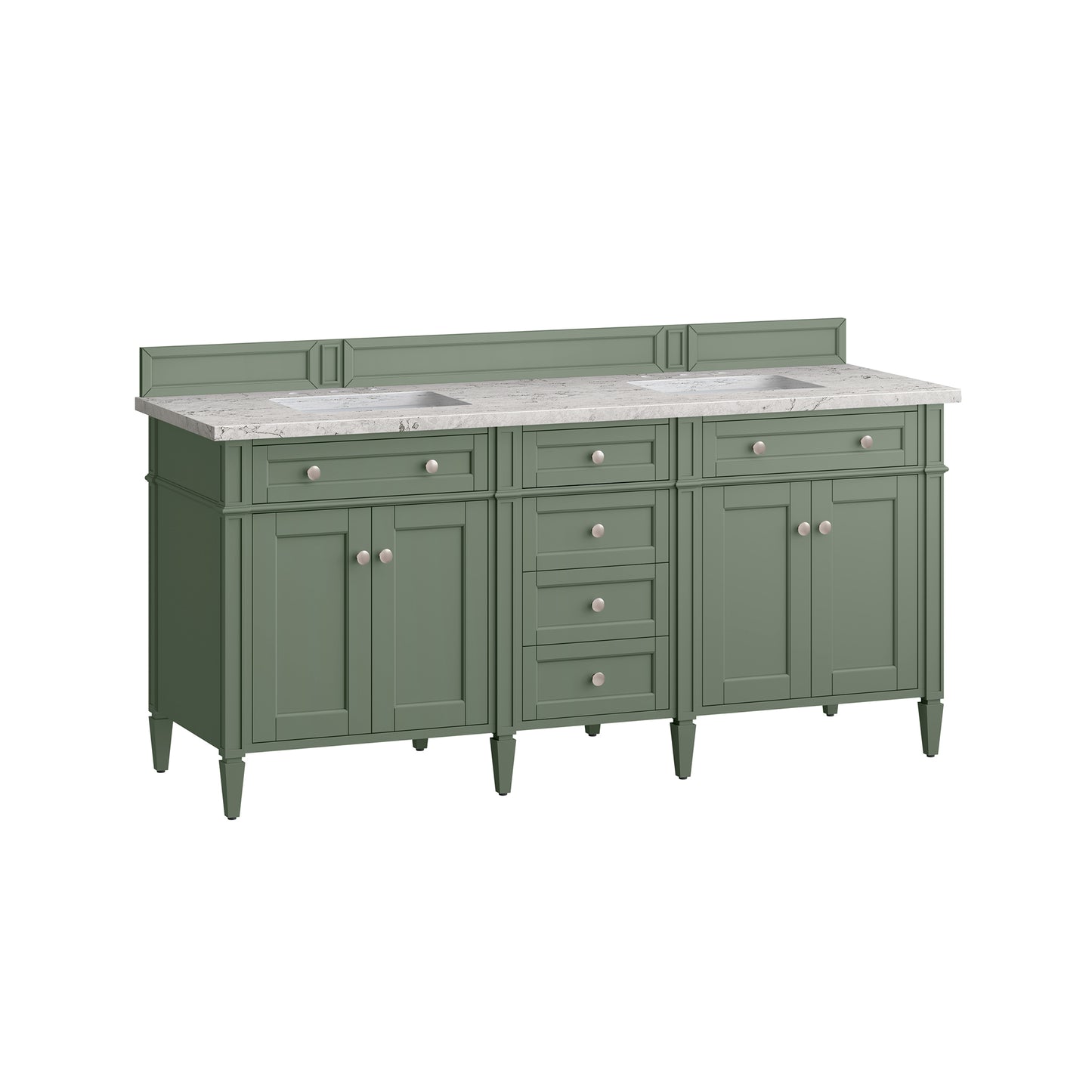 James Martin Vanities Brittany 72" Smokey Celadon Double Vanity With 3 cm Eternal Jasmine Pearl Top and FreePower Wireless Charger