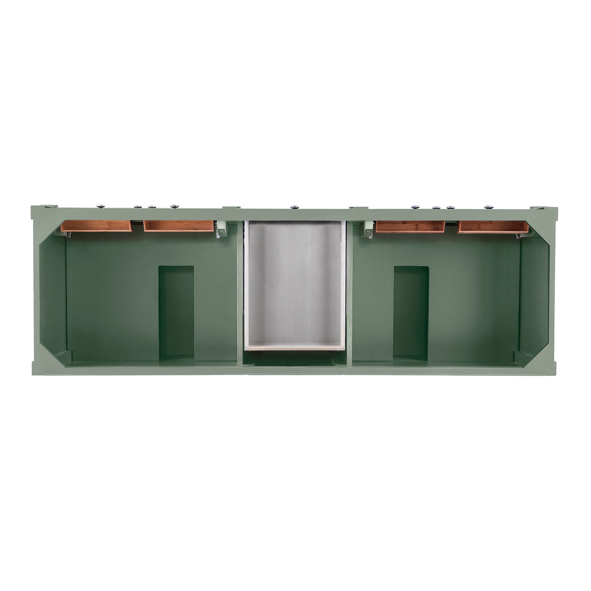 James Martin Vanities Brittany 72" Smokey Celadon Double Vanity With 3 cm Victorian Silver Top and FreePower Wireless Charger