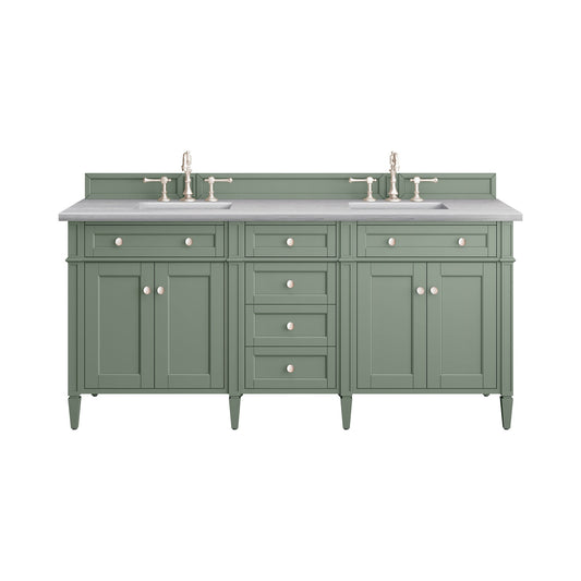 James Martin Vanities Brittany 72" Smokey Celadon Double Vanity With 3cm Arctic Fall Top