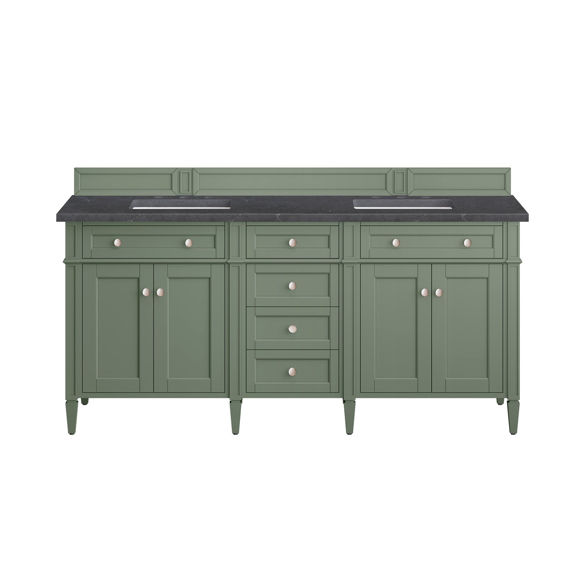 James Martin Vanities Brittany 72" Smokey Celadon Double Vanity With 3cm Charcoal Soapstone Top