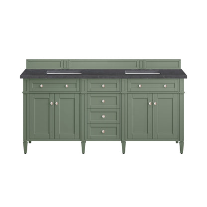 James Martin Vanities Brittany 72" Smokey Celadon Double Vanity With 3cm Charcoal Soapstone Top